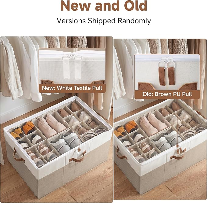 StorageWorks Shoe Organizer for Closet, Fits up to 24 Pairs, Shoe Cubby Storage Containers with Adjustable Dividers and Clear Cover, Brown & White - Image 5