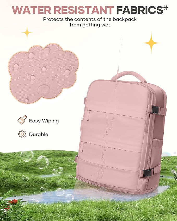 coofay Personal Item Travel Backpack for Women Airline Approved Carry on Backpack Flight Approved Waterproof Sports Luggage Backpack Casual Daypack Small Hiking Backpack Pink Backpack - Image 8