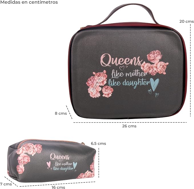 Nicole Lee Travel Handbag Crossbody Set with 3 Fashion Print Makeup Pouches, Women's Cosmetic Toiletry Organizer (Double Queens) - Image 5