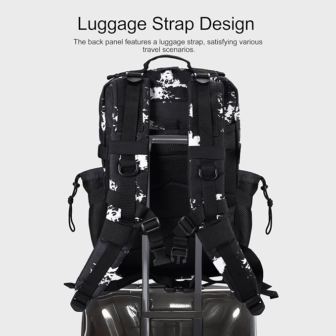 LHI Military Tactical Backpack for Men and Women 45L Army 3 Days Assault Pack Bag Large Rucksack with Shoe Compartment - Black Lightning - Image 6