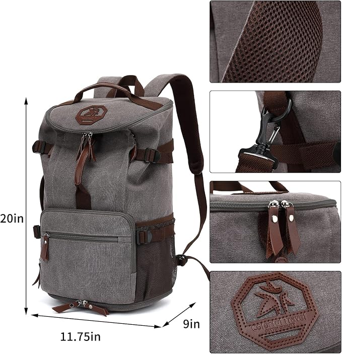 Kalesi Gym Duffle Bag Backpack 4-Way Vintage canvas with Shoes Compartment for travel Sport Hiking laptop (Vintage grey) - Image 2