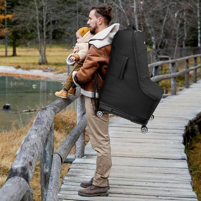 TUGUAN Travel Bag for Air Travel with Spinner Wheels, Infant Car Seat Bags with Hard Bottom, Padded Car Seat Backpack, Large Storage Bag for Airport Check, Black - Image 7