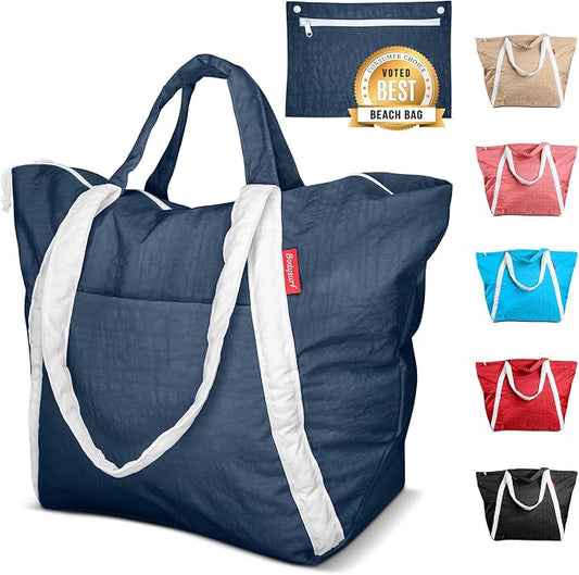 Bodysurf Beach Bag Waterproof Sandproof, Foldable Packable Travel Zip Tote by Bodysurf