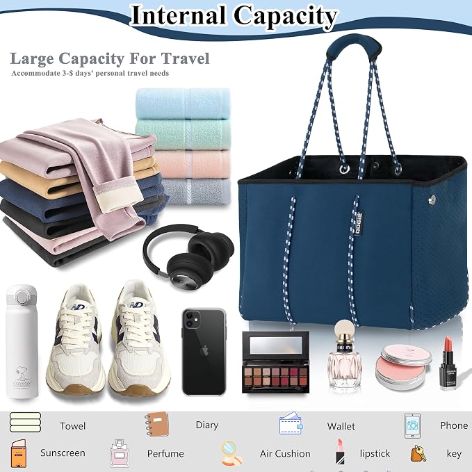 QOGiR Neoprene Multipurpose Beach Bag Tote with Inner Zipper Pocket … … … … - Image 4
