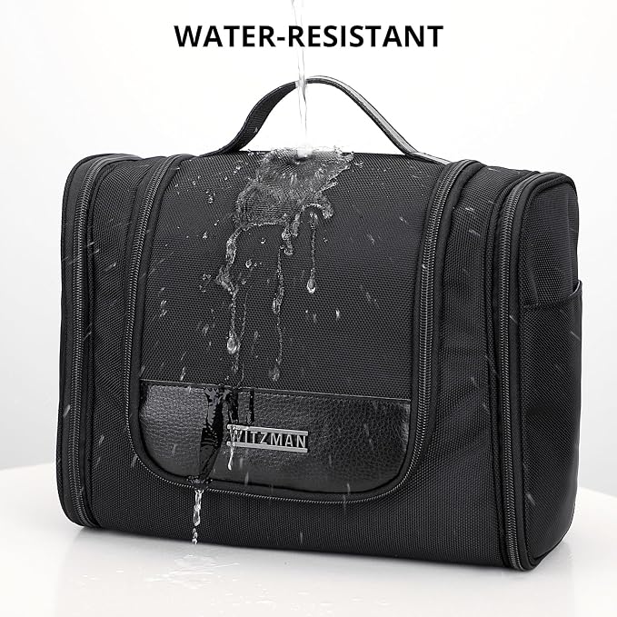 WITZMAN Toiletry Bag for Men Nylon Hanging Water-resistant Shaving Dopp Kit | With Dry-wet Separation Pocket, Multi-pockets for Organized Storage, Lightweight, For Travel, Bathroom, B690 Black - Image 7