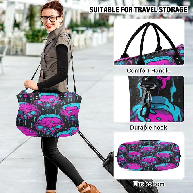 Scary Skull Travel Duffle Bag Gym Yoga Carry on Bags for Men Women Weekender Bag - Image 6