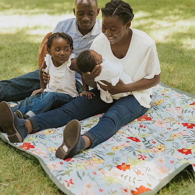 Little Unicorn 5'x5' Outdoor Family Picnic & Beach Blanket | Durable & Water-Resistant Fabric | Compact Fold & Easily Wipes Clean | Zipper Pocket (Primrose Patch) - Image 3