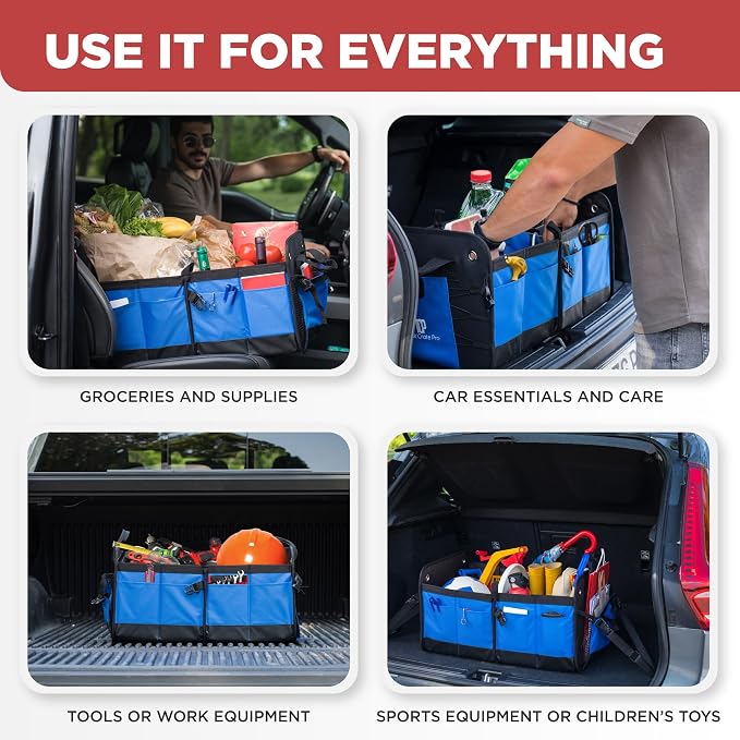 Blue Car Cargo Trunk Organizer for SUV & Auto Storage, Large | Fits Cars, SUVs & Trucks Organizes Sports Gear Keeps Cargo Secure Easy Everyday Storage Space-Saving Car Accessories - Image 7