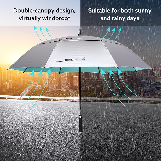 G4Free UV Golf Beach Umbrella 68”Auto Open Extra Large Sun Shade Umbrellas | Vented Windproof, Double Canopy, Oversize UPF 50+ UV Protection Sun Shade umbrella, Auto-Open, patio/fishing/golf umbrella - Image 6