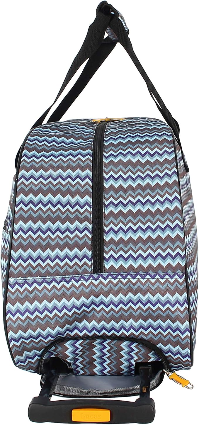 Lucas Designer Carry On Luggage Collection - Lightweight Pattern 22 Inch Duffel Bag- Weekender Overnight Business Travel Suitcase with 2- Rolling Wheels (Poly Brown) - Image 5