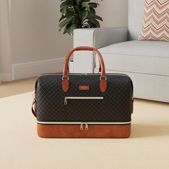 ITIEZY Weekender Overnight Bag for Women - Large Travel Duffel Bag with Shoe Compartment, Gym Duffel Bag Hospital Bag Carry On Tote Bags for Airplanes with Crossbody Bag Toiletry Bag 3Pcs Set - Image 2