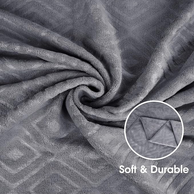 JML Towels, Pack of 4 Extra Large Bath Towel (30" x 60") - Absorbent Microfiber Bathroom Towels for Body, Adult, Hair, Yoga, Swimming, Grey Diamond Embossed - Image 3