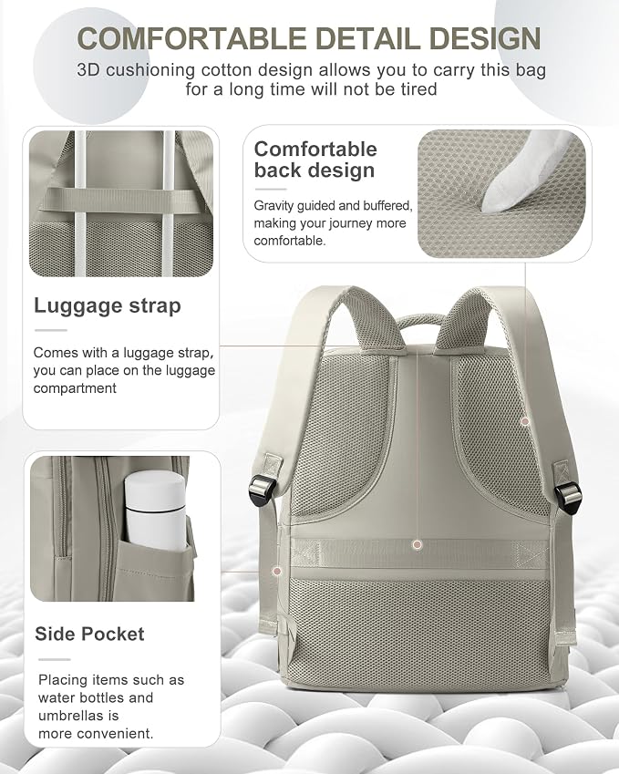 coowoz Large Travel Backpack Carry On for Women Man Waterproof Gym Backpacks with Laptop Compartment Mochila de Viaje Teacher Personal Item Backpack Rucksack Airplane Accessories Must Haves(Brown) - Image 5