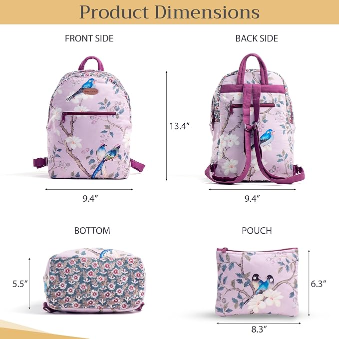 Maison d' Hermine Backpack for Women Men Cotton Shoulder Multipurpose Rucksack with Small Pouch Lightweight Multi Pocket Bag for Travel Work Beach Perfect for Spring Summer (Osaka) - Image 5