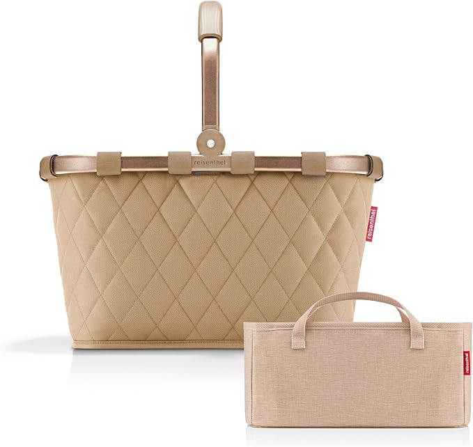 reisenthel Carry Bag + Organiser - Functional Bag Organiser: For Even More Order in Your reisenthel Shopping Basket, Rhombus Ginger + Twist Coffee, B 48 x H 29 x T 28 cm, Practical by reisenthel%C2%AE