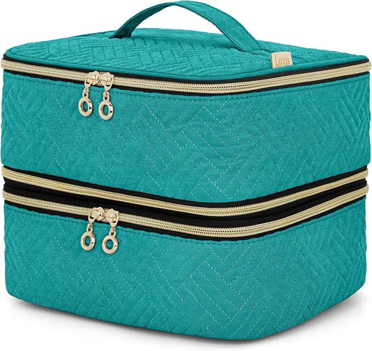LUXJA Detachable 2 Layers Nail Polish Storage Case Holds 60 Bottles, Teal | Fits 15ml - 0.5 fl.oz Nail Polish Bottles, Tools Storage Pockets, Patented Design by Luxja