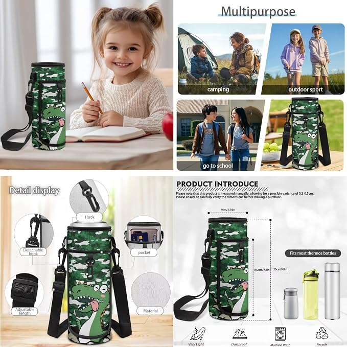 Dinosaur Backpack for Kids 5-7 Years Kindergarten Elementary Scgiik Bookbag Satchel Backpack with Insulated Lunch Bag and Pencil Case Water Bottle Holder - Image 7