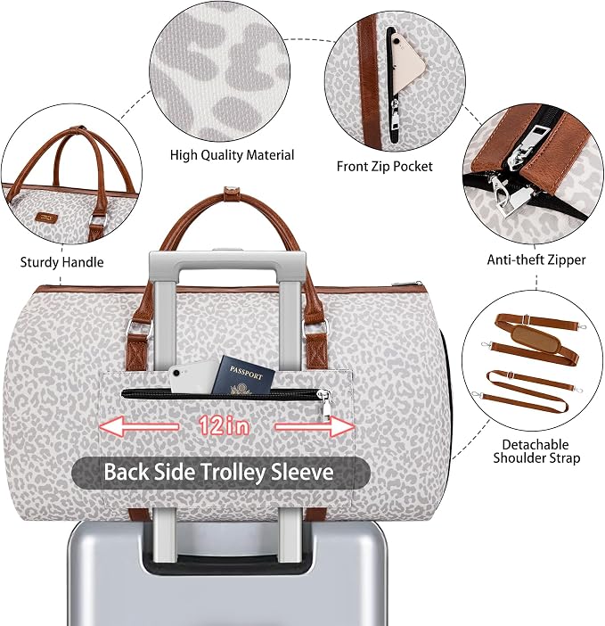 Convertible 2-in-1 Garment Bags for Travel, Carry On Garment Duffle Bag With Shoe Compartment Large Weekender Bag for Women Men Hanging Suitcase Suit Travel Duffel Overnight Bags 4pcs Set - Image 4