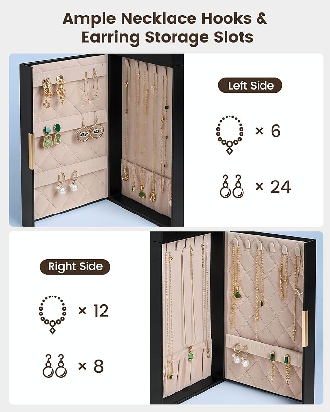 Lolalet Large Jewelry Box Organizer for Women, 7-Layer Jewelry Organizers and Storage Case with Mirror & 6 Drawers, Lockable Watch Ring Earring Bracelet Necklace Holder Girls Gift -7Layer, Black - Image 6
