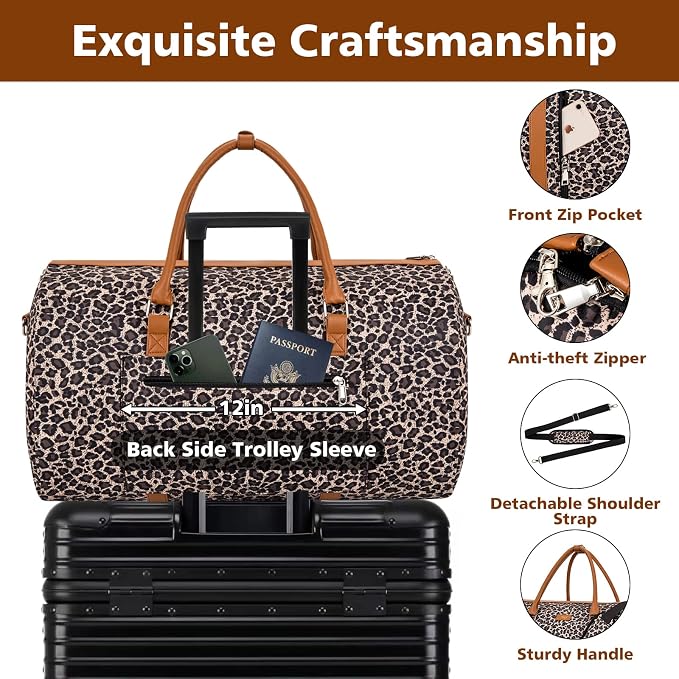 Garment Bag for Travel Convertible Carry On Garment Bag Large Travel Duffel Bags for Women 2 in 1 Hanging Suitcase Suit Travel Bags for Women & Men 3pcs Set - Image 3