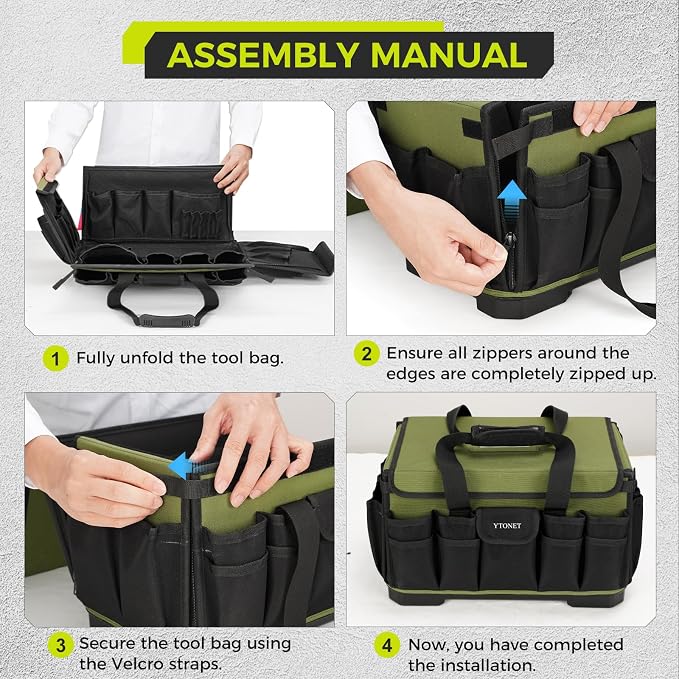 Heavy Duty Tool Bag 18-Inch, Extra Large 46 Pockets Electrician Tool Bag for men with Hard Bottom & Waterproof Pocket, 1680D Tear-Proof Toolbox Organizer for HVAC Mechanic, Father Dad Birthday Gift - Image 7