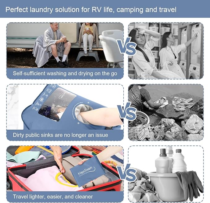 Portable Washing Bag Hand Wash Bag Travel Manual Washer RV Laundry Solution | Camping Washing Machine, Hand Washing Bag, Clothes Washer for Backpacking, Cruise and Vacation Essentials, Travel Washer Bag - Image 3