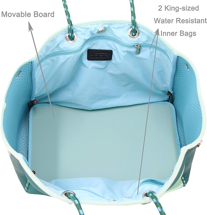 QOGiR Neoprene Multipurpose Beach Bag Tote with Inner Zipper Pocket … … … … - Image 5