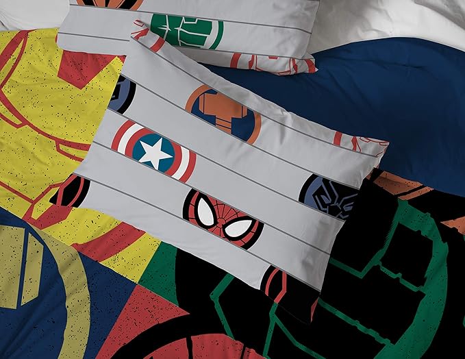 Marvel Avengers Queen Comforter Set 7 Piece Kids Bedding for Boys, Multi | Captain America, Bed in a Bag, Comforter Sheets Shams Pillowcases, Soft Microfiber, Machine Washable, Boys Gift - Image 4