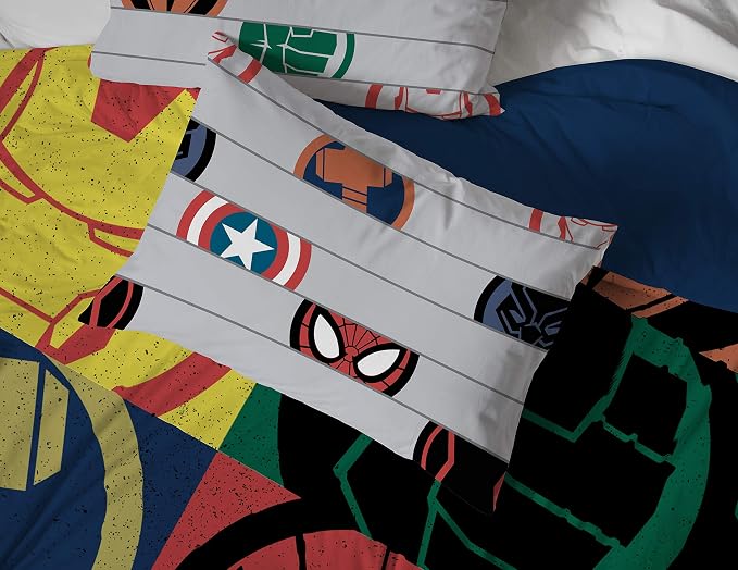 Marvel Avengers Full Size Comforter Set 7 Piece Kids Bedding, Multi | Captain America, Bed in a Bag, Comforter Sheets Shams Pillowcases, Soft Microfiber, Machine Washable, Boys Gift - Image 5