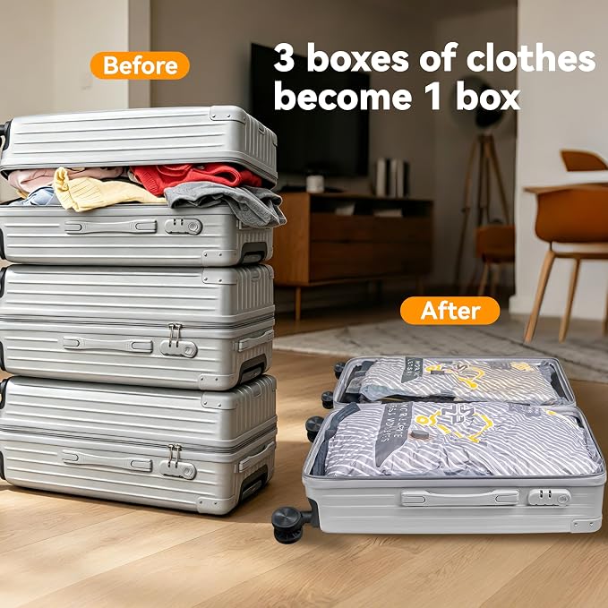 15-Pack Vacuum Bags for Travel with Wireless Rechargeable Pump, Carry-on Size Compression Packing Bags for Luggage & Suitcase, Space Saver for Clothes & Clothing, 15 Combo Travel Size, Fast 3S Vacuum - Image 10