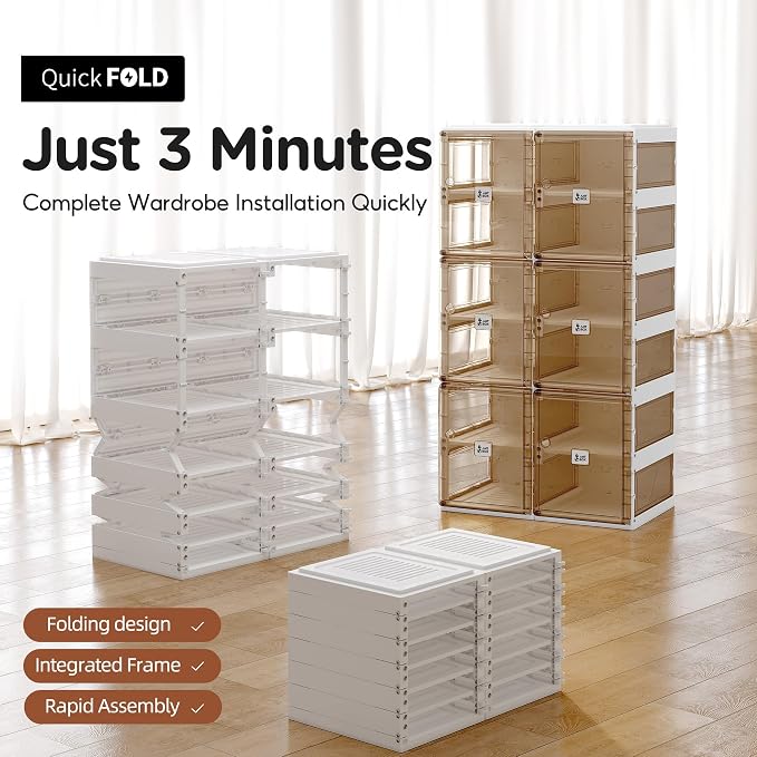 ANTBOX Foldable Shoe Rack,Shoe Organizers for Closet Plastic Shoe Storage Box for Entryway,Living Room,Large Sturdy Stackable Sneaker Cabinet Bins with Magnetic Clear Door 10 Tiers 20 Pairs - Image 4
