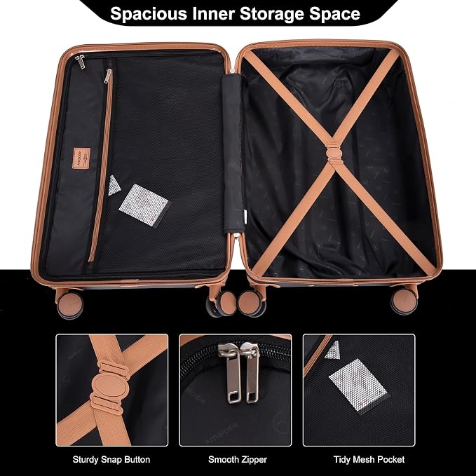 Amalodie Luggage Sets 5 Piece Suitcases with Double Spinner Wheel,Suitcase Set ABS Hard Case Luggage with TSA Lock and Durable Waterproof Travel Luggage - Image 4