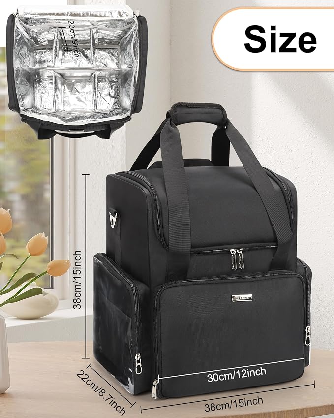 Relavel Hair Tools Travel Bag Hairstylist Traveling Bag Hairdresser Cosmetology Bag Storage Organizer Case for Hair Stylist Essentials, Barber Accessories with Adjustable Dividers and Shoulder Strap - Image 6