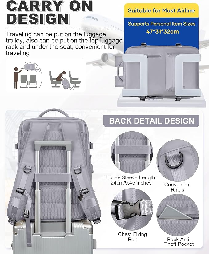 VGCUB Vacuum Backpack Travel with Pump, Vacuum Seal Compression Bags Laptop Backpack Personal Item - Image 5