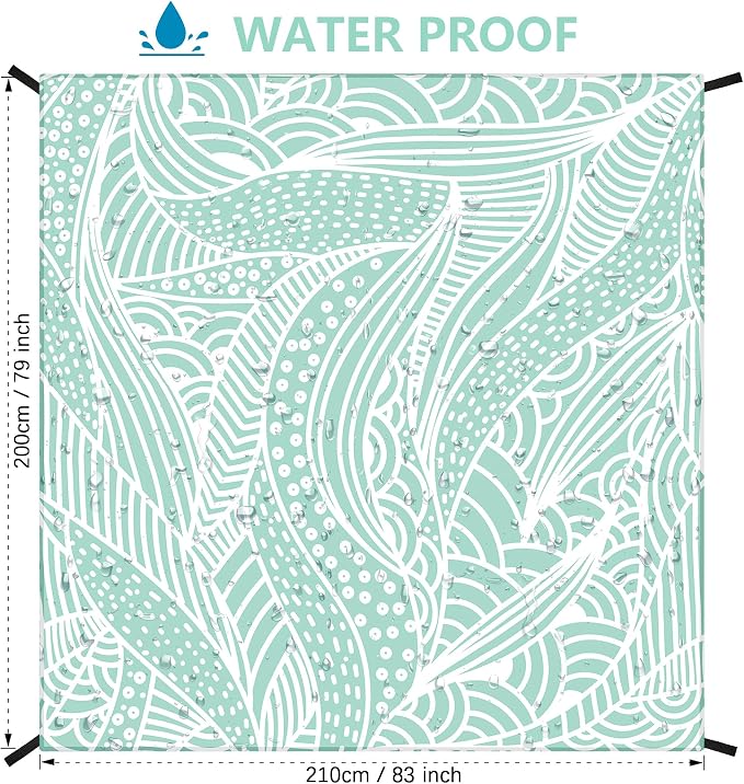 WIWIGO Beach Blanket Sandproof Extra Large Beach Mat Adults Waterproof Quick Drying Sand Free Mat Made by Premium Polyester with 4 Stakes & 4 Corner Pockets for Outdoor Travel Camping Hiking - Image 2