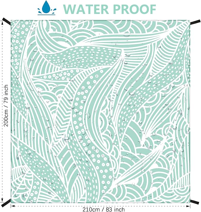 HIHOHO Beach Blanket Waterproof Sandproof Beach Mat for 1-8 Adults Quick Drying Durable Outdoor Picnic Mat for Beach Festival Travel Camping Hiking (LBL-Ripple, 79"×83"(4 Person)) - Image 3