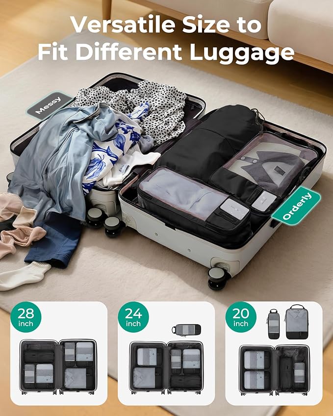 BAGSMART 6 Set /4 Set/2 Set Compression Packing Cubes for Travel, Lightweight Luggage Organizer Bags, Durable Space Saver Bags Travel Essentials - Image 5