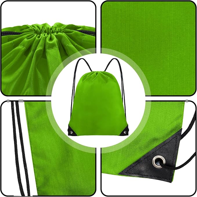 Grneric Drawstring Bags Bulk 14 Pcs Drawstring Backpack Bulk Cinch Bag Sackpack for Men Women Gym (Green) - Image 3