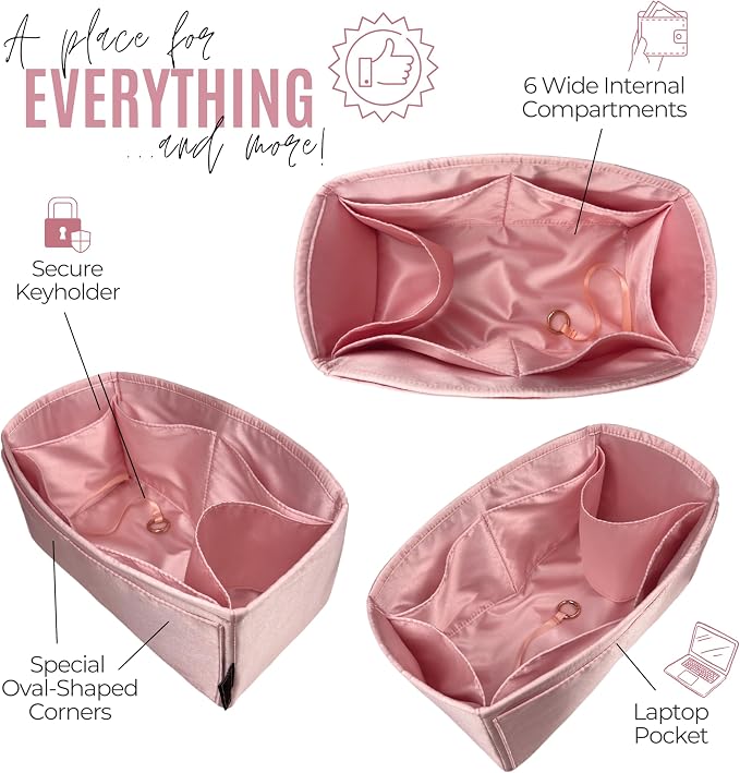 Divitize Premium Purse Organizer compatible with Lv Neverfull Bag Organizer - Handmade Silk Purse Insert, Perfect Fit for BB/PM/MM/GM Tote (Lilac, For Neverf. BB) - Image 5