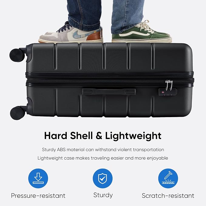 OLIXIS 29 Inch Luggage, Hardside Checked Suitcase with Spinner Wheels, Lightweight ABS Hard Shell Travel Luggage, TSA Approved Lock, Expandable Large Suitcase for Business & Travel–Black - Image 3