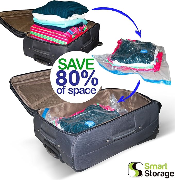 16 Pack Vacuum Storage Bags Space Saver Set with Hand Pump, 4 Jumbo 4 Large 4 Medium 4 Small Vacuum Seal Bags for Clothes Comforters Blankets Bedding Travel, Reduces Original Volume 80% - Image 4