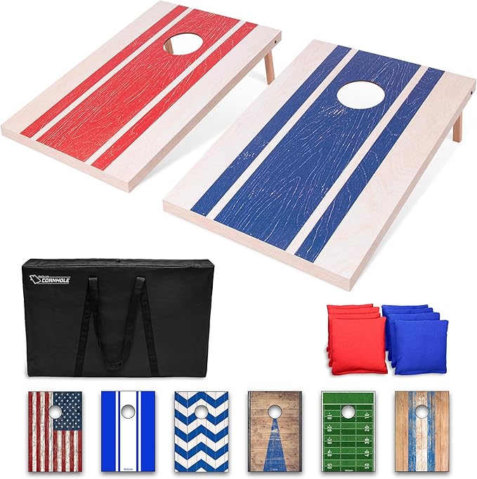 GoSports Portable Cornhole Sets, 8 Styles – Choose 4 x 2 ft or 3 x 2 ft - Boards Include 8 Bean Bags, Travel Case, and Game Rules by GoSports