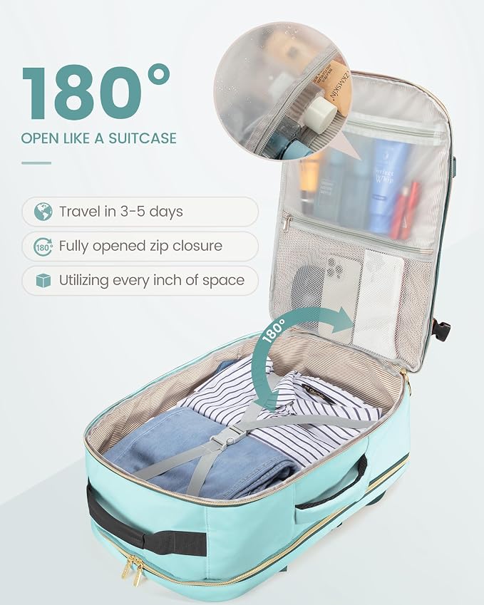 LOVEVOOK 40L Travel Backpack Flight Approved Carry on Backpack,3 Packing Cubes,Waterproof Personal Item Travel Bag,TSA Carry on Luggage Suitcase Travel Essentials,Gifts for Women & Men,fits 17" Laptop - Image 2