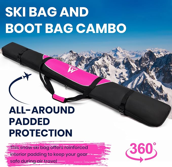 Hsmihair Ski Bag and Ski Boot Bag Combo-Padding Skis Bag for Air Travel,Water Proof Ski Boot Bag Fits for Skis Up to 200 CM and Boots Up To Size US13,Adults Ski Travel Bag - Image 6