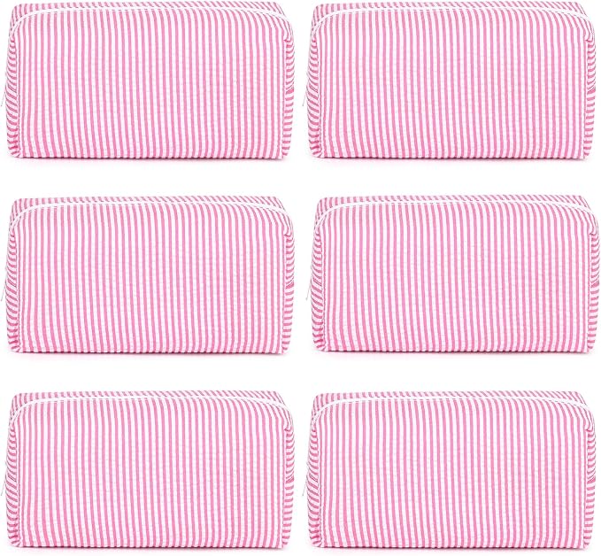 SOIDRAM 6PCS Bridesmaid Proposal Gifts Pink makeup bag bulk for Wedding Party Favors Bachelorette party decorations Toiletry Organizer Bag Cosmetic Case Gift by SOIDRAM