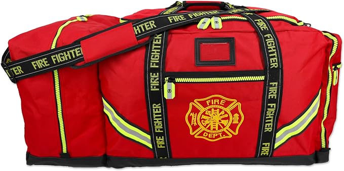 Lightning X Products Fireman Premium 3XL Firefighter Rescue Step-In Turnout Fire Gear Bag With Shoulder Strap & Helmet Pocket (Red) - Image 3