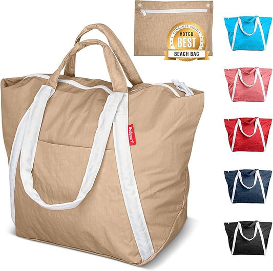 Bodysurf Beach Bag Waterproof Sandproof, Foldable Packable Travel Zip Tote by Bodysurf
