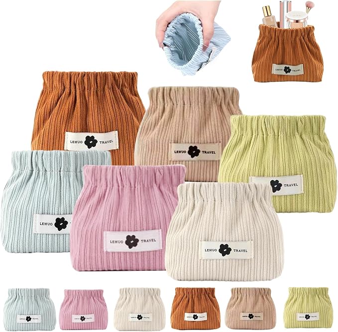 Corduroy Makeup Bag 6PCS/12PCS, Elastic Aesthetic Lipstick Bag, Cute Mini Cosmetic Bag, Daily Portable Travel Organizer, Hair Accessories Storage Pouch, Multipurpose Small Organizer (6 Pack) - Image 9