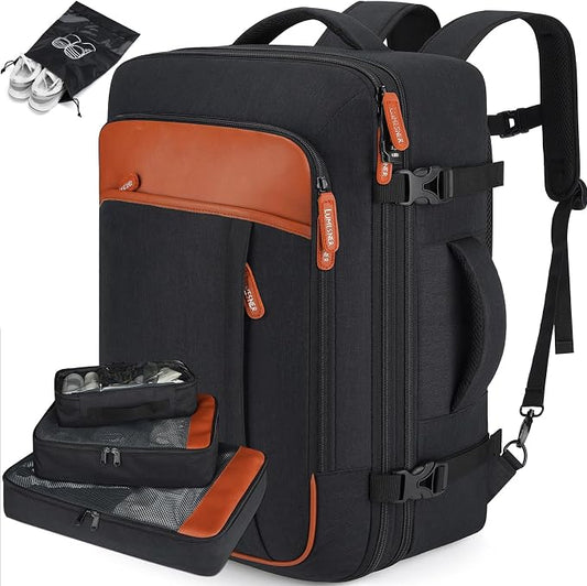 Lumesner 18" Expandable Carry On Travel Backpack With 4 Packing Cubes | Flight Approved, Fits 15.6 Inch Laptop, Water-Resistant, Suitcase Backpack, Business Weekender Luggage, Gift For Men & Women by Lumesner
