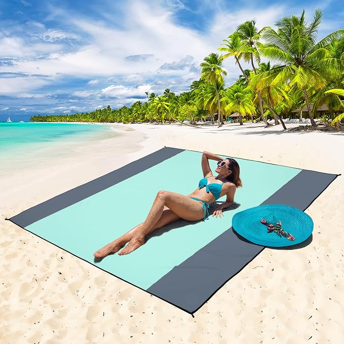 WIWIGO Beach Blanket Waterproof Sandproof Beach Mat 79" X 83"/10'x9'for 2-8 Adults Quick Drying Outdoor Picnic Mat Beach Accessories for Travel, Camping, Hiking - Image 5